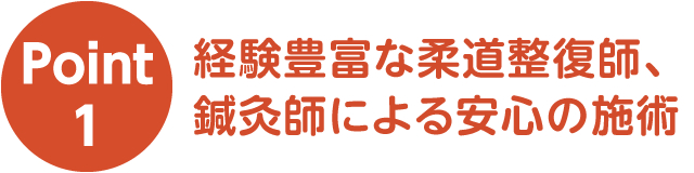 ポイント1 経験豊富な柔道整復師、鍼灸師による安心の施術